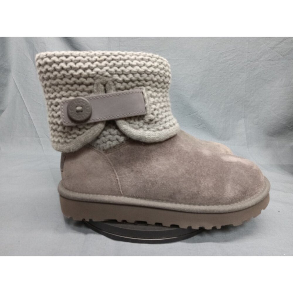 UGG Australia Girls Shaina Fold Down Knit Suede Boots Grey Size 5 NEW NO BOX! - Picture 9 of 11